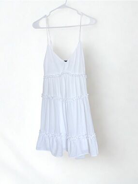 TRIXXI White Tiered Ruffle Mini Dress - Size XL - Like New!